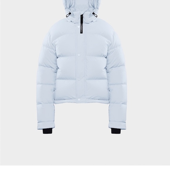 Aritzia Jackets & Blazers - Aritzia Light Blue Puff Jacket with Hood